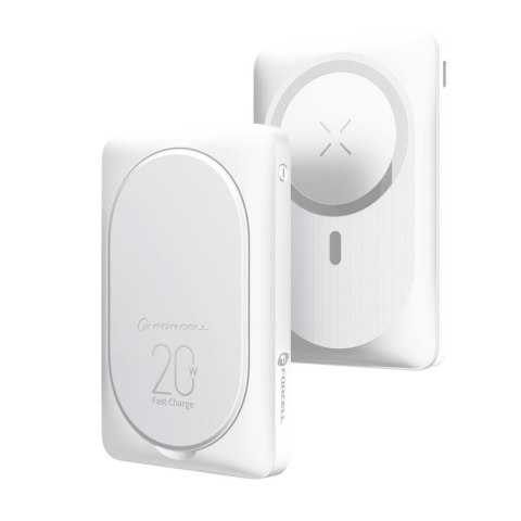 Powerbank zgodny z MagSafe Forcell F-Energy MagStand F10K2 QC3.0 PD 5A 20W 10000 mAh biały Powerbank zgodny z MagSafe Forcell F-Energy MagStand F10K2 QC3.0 PD 5A 20W 10000 mAh biały