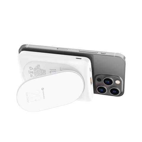 Powerbank zgodny z MagSafe Forcell F-Energy MagStand F10K2 QC3.0 PD 5A 20W 10000 mAh biały Powerbank zgodny z MagSafe Forcell F-Energy MagStand F10K2 QC3.0 PD 5A 20W 10000 mAh biały