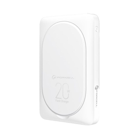 Powerbank zgodny z MagSafe Forcell F-Energy MagStand F10K2 QC3.0 PD 5A 20W 10000 mAh biały Powerbank zgodny z MagSafe Forcell F-Energy MagStand F10K2 QC3.0 PD 5A 20W 10000 mAh biały