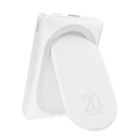 Powerbank zgodny z MagSafe Forcell F-Energy MagStand F10K2 QC3.0 PD 5A 20W 10000 mAh biały Powerbank zgodny z MagSafe Forcell F-Energy MagStand F10K2 QC3.0 PD 5A 20W 10000 mAh biały