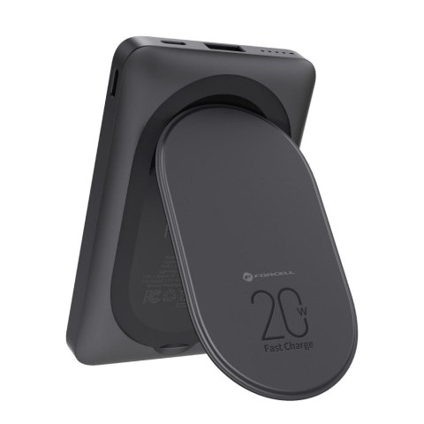 Powerbank zgodny z MagSafe Forcell F-Energy MagStand F10K2 QC3.0 PD 5A 20W 10000 mAh czarny Powerbank zgodny z MagSafe Forcell F-Energy MagStand F10K2 QC3.0 PD 5A 20W 10000 mAh czarny
