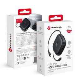 Powerbank zgodny z MagSafe Forcell F-Energy F10K5 PD3.1 QC3.0 3A 22,5W 10000 mAh kompatybilny z Apple Watch czarny