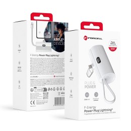 Powerbank Forcell F-Energy Power Plug F5K3 5000 mAh z wbudowanym złączem Lightning PD 20W biały