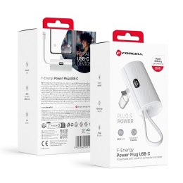 Powerbank Forcell F-Energy Power Plug F5K3 5000 mAh z wbudowanym złączem Typ C PD 20W biały