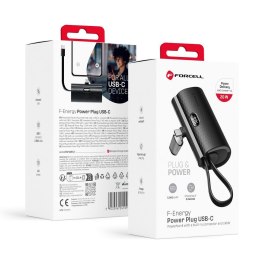 Powerbank Forcell F-Energy Power Plug F5K3 5000 mAh z wbudowanym złączem Typ C PD 20W czarny