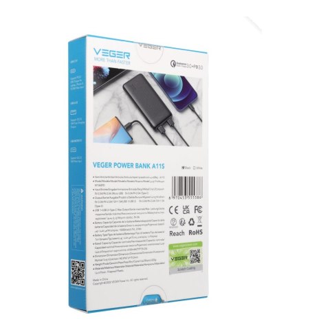 VEGER powerbank 10000 mAh PD QC3.0 2A 20W A11S (W1133S) czarny. VEGER powerbank 10000 mAh PD QC3.0 2A 20W A11S (W1133S) czarny.