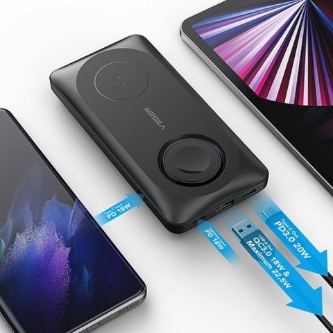 VEGER powerbank 10000 mAh z ładowaniem indukcyjnym kompatybilny z MagSafe PD QC3.0 3A 22,5W MagMulti (W1156) czarny VEGER powerbank 10000 mAh z ładowaniem indukcyjnym kompatybilny z MagSafe PD QC3.0 3A 22,5W MagMulti (W1156) czarny
