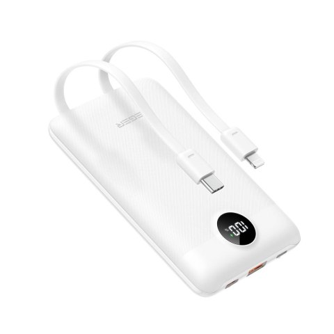 VEGER powerbank 10000 mAh z wbudowanymi kablami Typ C / Lightning PD QC3.0 2A 22,5W C11C (W1170) biały VEGER powerbank 10000 mAh z wbudowanymi kablami Typ C / Lightning PD QC3.0 2A 22,5W C11C (W1170) biały