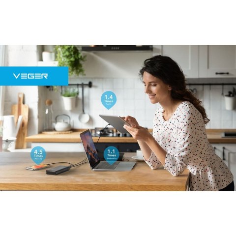 VEGER powerbank 20000 mAh PD QC3.0 5A 100W T100 (W2032C-100) czarny VEGER powerbank 20000 mAh PD QC3.0 5A 100W T100 (W2032C-100) czarny