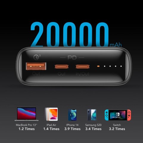 VEGER powerbank 20000 mAh PD QC3.0 5A 100W T100 (W2032C-100) czarny VEGER powerbank 20000 mAh PD QC3.0 5A 100W T100 (W2032C-100) czarny