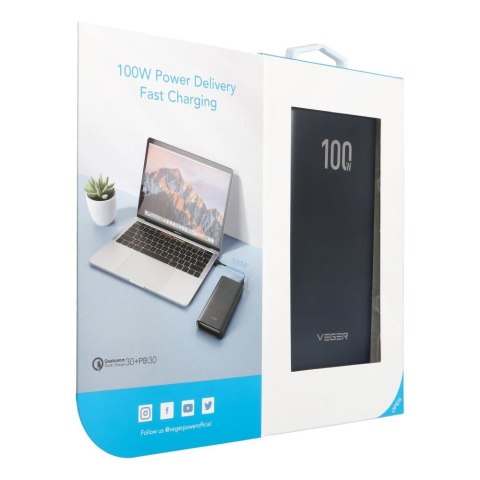 VEGER powerbank 20000 mAh PD QC3.0 5A 100W T100 (W2032C-100) czarny VEGER powerbank 20000 mAh PD QC3.0 5A 100W T100 (W2032C-100) czarny
