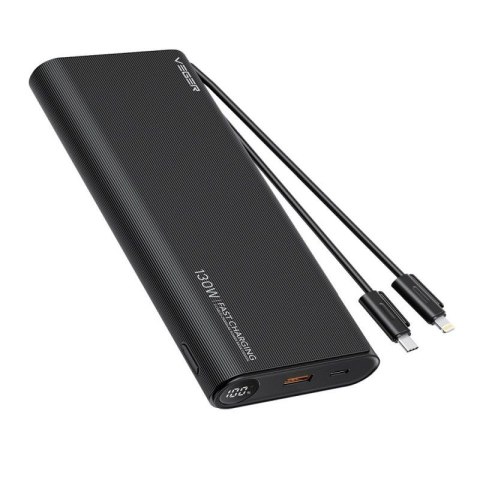 VEGER powerbank 25000 mAh z wbudowanymi kablami Typ C / Lightning PD 130W TCE130 (W2503) czarny VEGER powerbank 25000 mAh z wbudowanymi kablami Typ C / Lightning PD 130W TCE130 (W2503) czarny