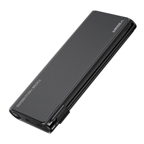 VEGER powerbank 25000 mAh z wbudowanymi kablami Typ C / Lightning PD 130W TCE130 (W2503) czarny VEGER powerbank 25000 mAh z wbudowanymi kablami Typ C / Lightning PD 130W TCE130 (W2503) czarny