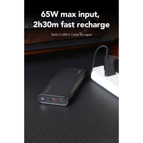 VEGER powerbank 25000 mAh z wbudowanymi kablami Typ C / Lightning PD 130W TCE130 (W2503) czarny VEGER powerbank 25000 mAh z wbudowanymi kablami Typ C / Lightning PD 130W TCE130 (W2503) czarny