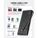 VEGER powerbank 25000 mAh z wbudowanymi kablami Typ C / Lightning PD 130W TCE130 (W2503) czarny VEGER powerbank 25000 mAh z wbudowanymi kablami Typ C / Lightning PD 130W TCE130 (W2503) czarny