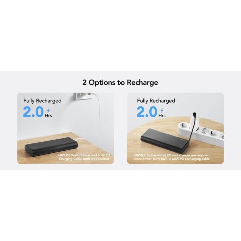 VEGER powerbank 25000 mAh z wbudowanymi kablami Typ C / Lightning PD 130W TCE130 (W2503) czarny VEGER powerbank 25000 mAh z wbudowanymi kablami Typ C / Lightning PD 130W TCE130 (W2503) czarny