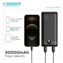 VEGER powerbank 30000 mAh PD QC3.0 3A 20W L30 (W3008PD) czarny VEGER powerbank 30000 mAh PD QC3.0 3A 20W L30 (W3008PD) czarny
