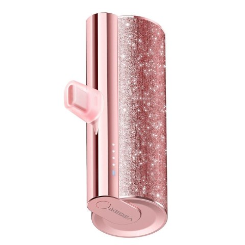 VEGER powerbank 5000 mAh z wbudowanym złączem Typ C PD QC3.0 2,4A 12W PlugOn (W0573) rózowy VEGER powerbank 5000 mAh z wbudowanym złączem Typ C PD QC3.0 2,4A 12W PlugOn (W0573) rózowy