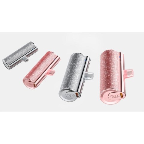 VEGER powerbank 5000 mAh z wbudowanym złączem Typ C PD QC3.0 2,4A 12W PlugOn (W0573) rózowy VEGER powerbank 5000 mAh z wbudowanym złączem Typ C PD QC3.0 2,4A 12W PlugOn (W0573) rózowy