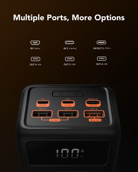 VEGER powerbank 50000 mAh PD QC3.0 5A 22,5W Tank Lite (W5001) czarny VEGER powerbank 50000 mAh PD QC3.0 5A 22,5W Tank Lite (W5001) czarny