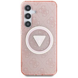 Guess nakładka HC Magnetic IML Metal Glitter 4G Circle Triangle do Samsung Galaxy S25 Ultra różowa