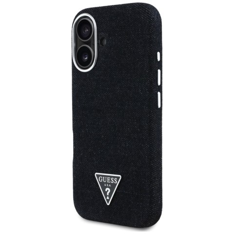 Guess Nakładka HC MagSafe FW Denim Triangle Logo do iPhone 16 Czarna Guess Nakładka HC MagSafe FW Denim Triangle Logo do iPhone 16 Czarna