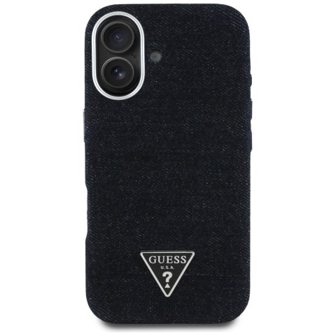 Guess Nakładka HC MagSafe FW Denim Triangle Logo do iPhone 16 Czarna Guess Nakładka HC MagSafe FW Denim Triangle Logo do iPhone 16 Czarna