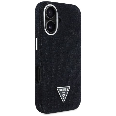 Guess Nakładka HC MagSafe FW Denim Triangle Logo do iPhone 16 Czarna Guess Nakładka HC MagSafe FW Denim Triangle Logo do iPhone 16 Czarna