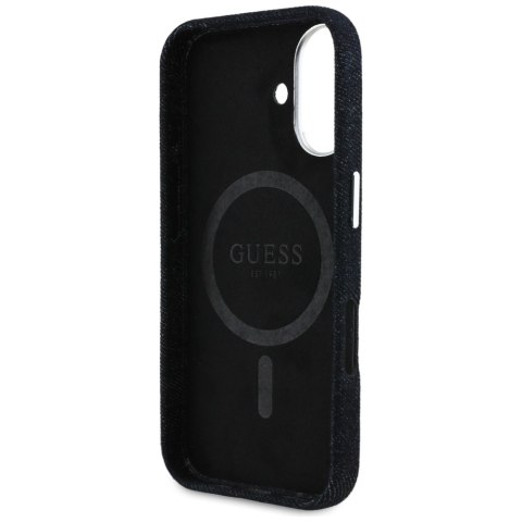 Guess Nakładka HC MagSafe FW Denim Triangle Logo do iPhone 16 Czarna Guess Nakładka HC MagSafe FW Denim Triangle Logo do iPhone 16 Czarna