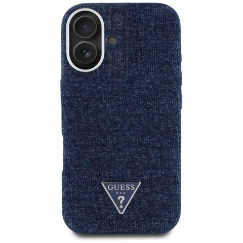 Guess Nakładka HC MagSafe FW Denim Triangle Logo do iPhone 16 Niebieska Guess Nakładka HC MagSafe FW Denim Triangle Logo do iPhone 16 Niebieska