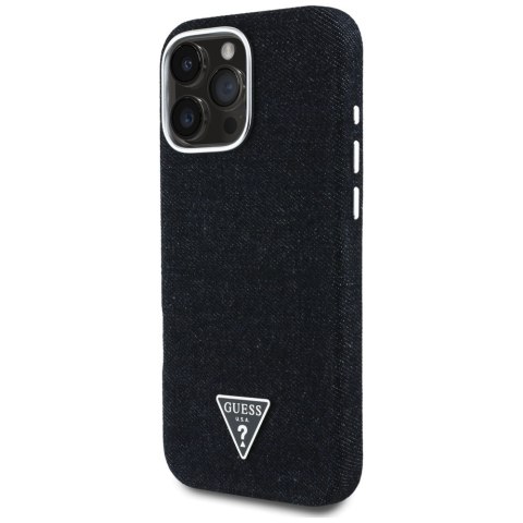 Guess Nakładka HC MagSafe FW Denim Triangle Logo do iPhone 16 Pro Czarna Guess Nakładka HC MagSafe FW Denim Triangle Logo do iPhone 16 Pro Czarna