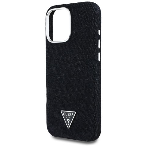Guess Nakładka HC MagSafe FW Denim Triangle Logo do iPhone 16 Pro Czarna Guess Nakładka HC MagSafe FW Denim Triangle Logo do iPhone 16 Pro Czarna