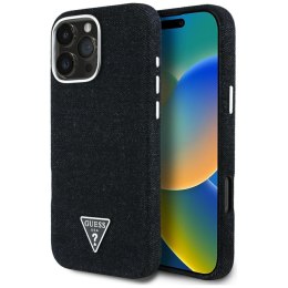 Guess Nakładka HC MagSafe FW Denim Triangle Logo do iPhone 16 Pro Max Czarna