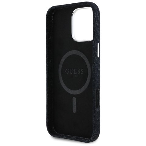 Guess Nakładka HC MagSafe FW Denim Triangle Logo do iPhone 16 Pro Max Czarna Guess Nakładka HC MagSafe FW Denim Triangle Logo do iPhone 16 Pro Max Czarna