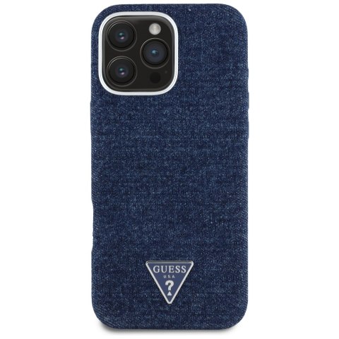 Guess Nakładka HC MagSafe FW Denim Triangle Logo do iPhone 16 Pro Max Niebieska Guess Nakładka HC MagSafe FW Denim Triangle Logo do iPhone 16 Pro Max Niebieska