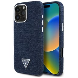 Guess Nakładka HC MagSafe FW Denim Triangle Logo do iPhone 16 Pro Niebieska