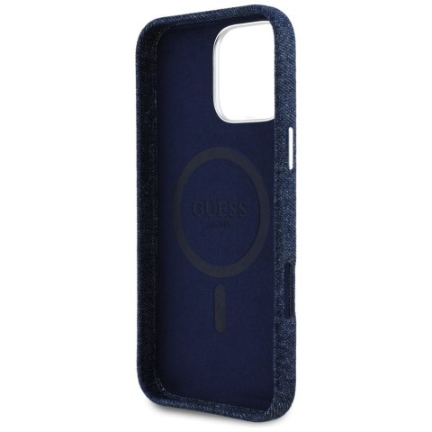 Guess Nakładka HC MagSafe FW Denim Triangle Logo do iPhone 16 Pro Niebieska Guess Nakładka HC MagSafe FW Denim Triangle Logo do iPhone 16 Pro Niebieska