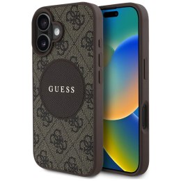 Guess Nakładka HC MagSafe PU 4G Circle with Classic Logo do iPhone 16 Brązowa