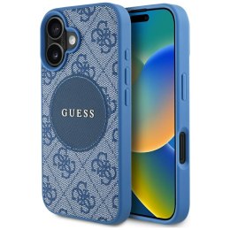 Guess Nakładka HC MagSafe PU 4G Circle with Classic Logo do iPhone 16 Niebieska