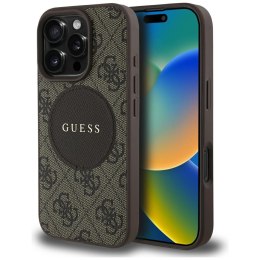 Guess Nakładka HC MagSafe PU 4G Circle with Classic Logo do iPhone 16 Pro Max Brązowa