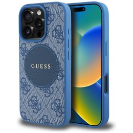 Guess Nakładka HC MagSafe PU 4G Circle with Classic Logo do iPhone 16 Pro Max Niebieska