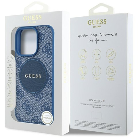 Guess Nakładka HC MagSafe PU 4G Circle with Classic Logo do iPhone 16 Pro Max Niebieska Guess Nakładka HC MagSafe PU 4G Circle with Classic Logo do iPhone 16 Pro Max Niebieska