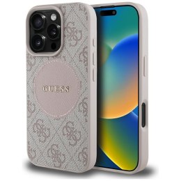 Guess Nakładka HC MagSafe PU 4G Circle with Classic Logo do iPhone 16 Pro Różowa