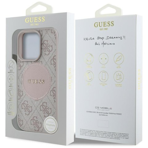 Guess Nakładka HC MagSafe PU 4G Circle with Classic Logo do iPhone 16 Pro Różowa Guess Nakładka HC MagSafe PU 4G Circle with Classic Logo do iPhone 16 Pro Różowa