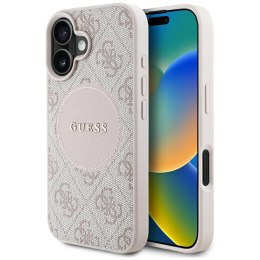 Guess Nakładka HC MagSafe PU 4G Circle with Classic Logo do iPhone 16 Różowa
