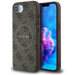 Guess Nakładka HC MagSafe PU 4G Ring Classic Logo do iPhone 16e Brązowa