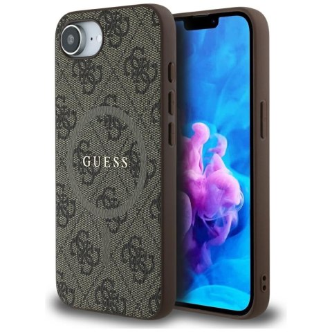 Guess Nakładka HC MagSafe PU 4G Ring Classic Logo do iPhone 16e Brązowa Guess Nakładka HC MagSafe PU 4G Ring Classic Logo do iPhone 16e Brązowa