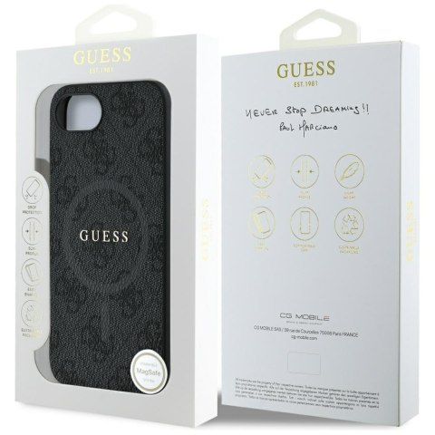 Guess Nakładka HC MagSafe PU 4G Ring Classic Logo do iPhone 16e Czarna Guess Nakładka HC MagSafe PU 4G Ring Classic Logo do iPhone 16e Czarna