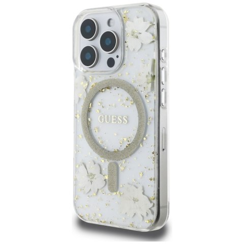 Guess Nakładka HC MagSafe Resin Flowers and Glitter do iPhone 16 Pro Max Beżowa Guess Nakładka HC MagSafe Resin Flowers and Glitter do iPhone 16 Pro Max Beżowa