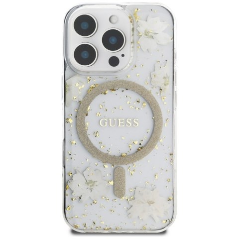 Guess Nakładka HC MagSafe Resin Flowers and Glitter do iPhone 16 Pro Max Beżowa Guess Nakładka HC MagSafe Resin Flowers and Glitter do iPhone 16 Pro Max Beżowa